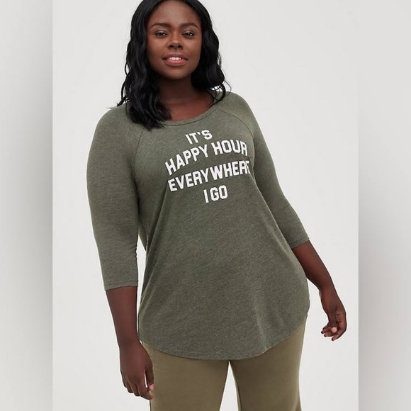 torrid Tops - Torrid size 1 "It's Happy Hour Everywhere I Go" 3/4 sleeve graphic tee